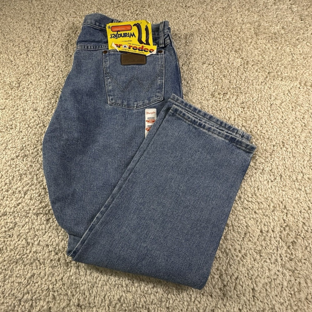 Wrangler Jeans Original Fit ‎ 42x30 Fits Over Boots Medium Wash Cowboy